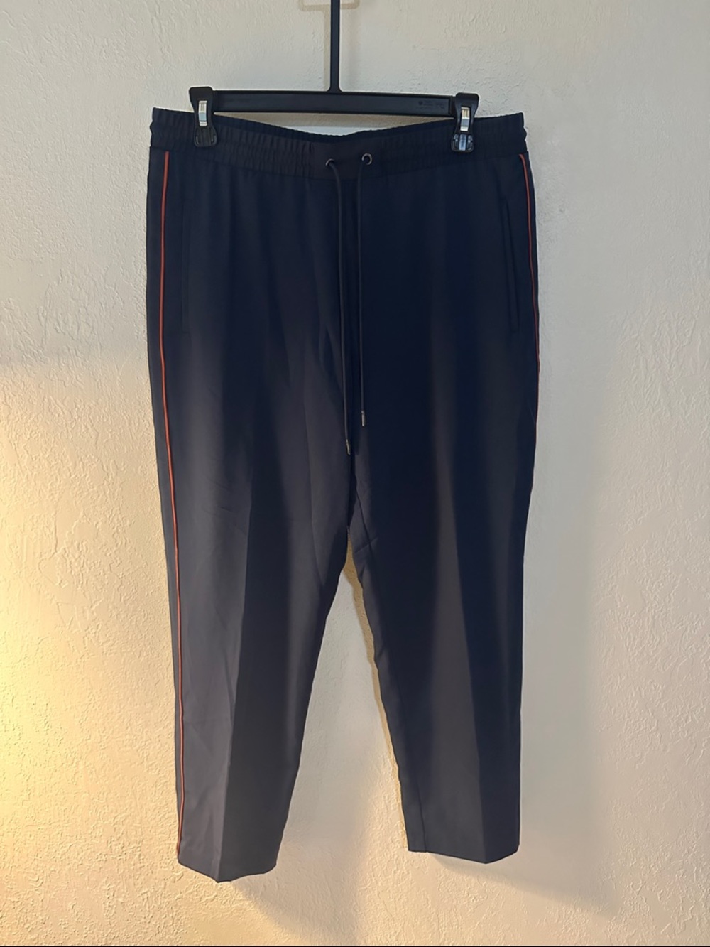 silence + noise Navy Cropped Pants with Red Side Piping